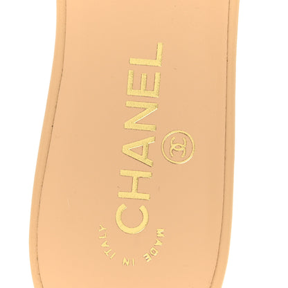 Chanel Lambskin CC Cutout Sandal Mules 39 Beige Black 7 of 10