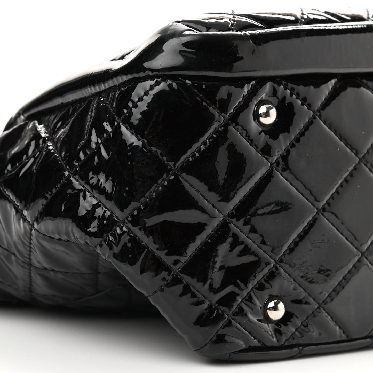 Patent Quilted Chic and Glitter Large Tote Black