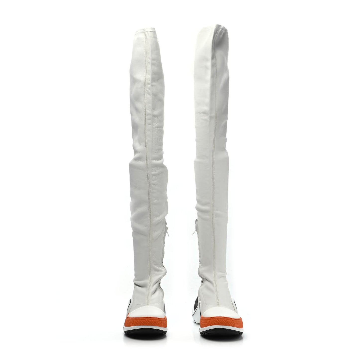 Stretch Lambskin LV Archlight Flat Thigh High Boots 38.5 White
