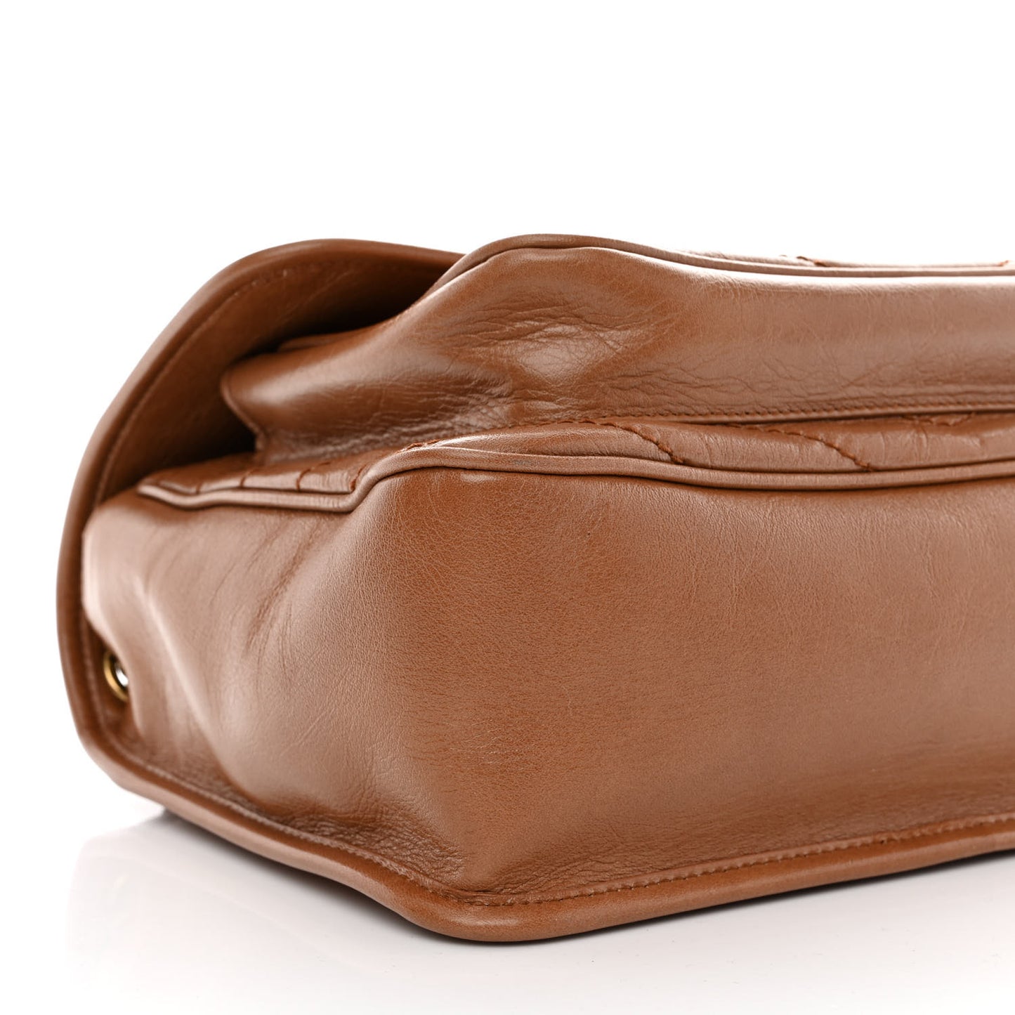 Crinkled Calfskin Matelasse Monogram Medium Niki Chain Satchel Caramel