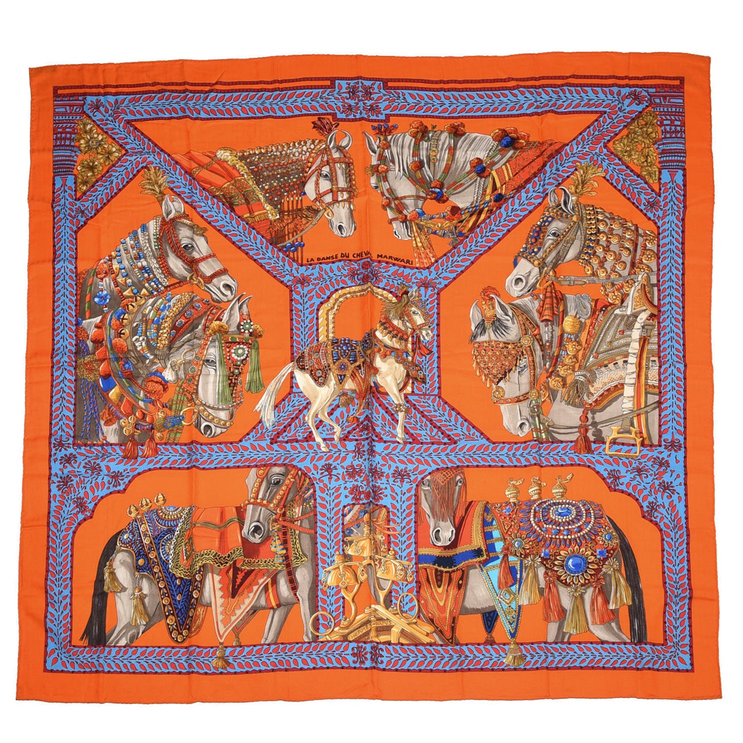 Hermes Cashmere Silk La Danse Du Cheval Marwari Shawl 140 1 of 5