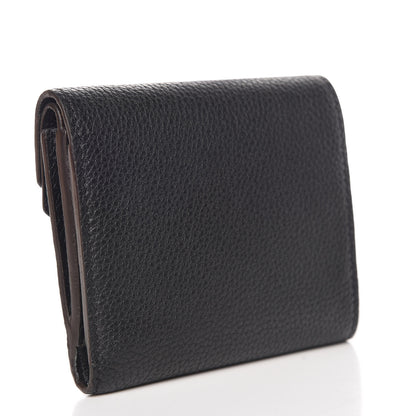 Louis Vuitton Grained Calfskin Monogram Double V Compact Wallet Black 3 of 8