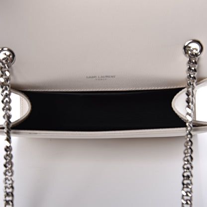 Saint Laurent Grain De Poudre Small Monogram Kate Satchel Icy White 5 of 9