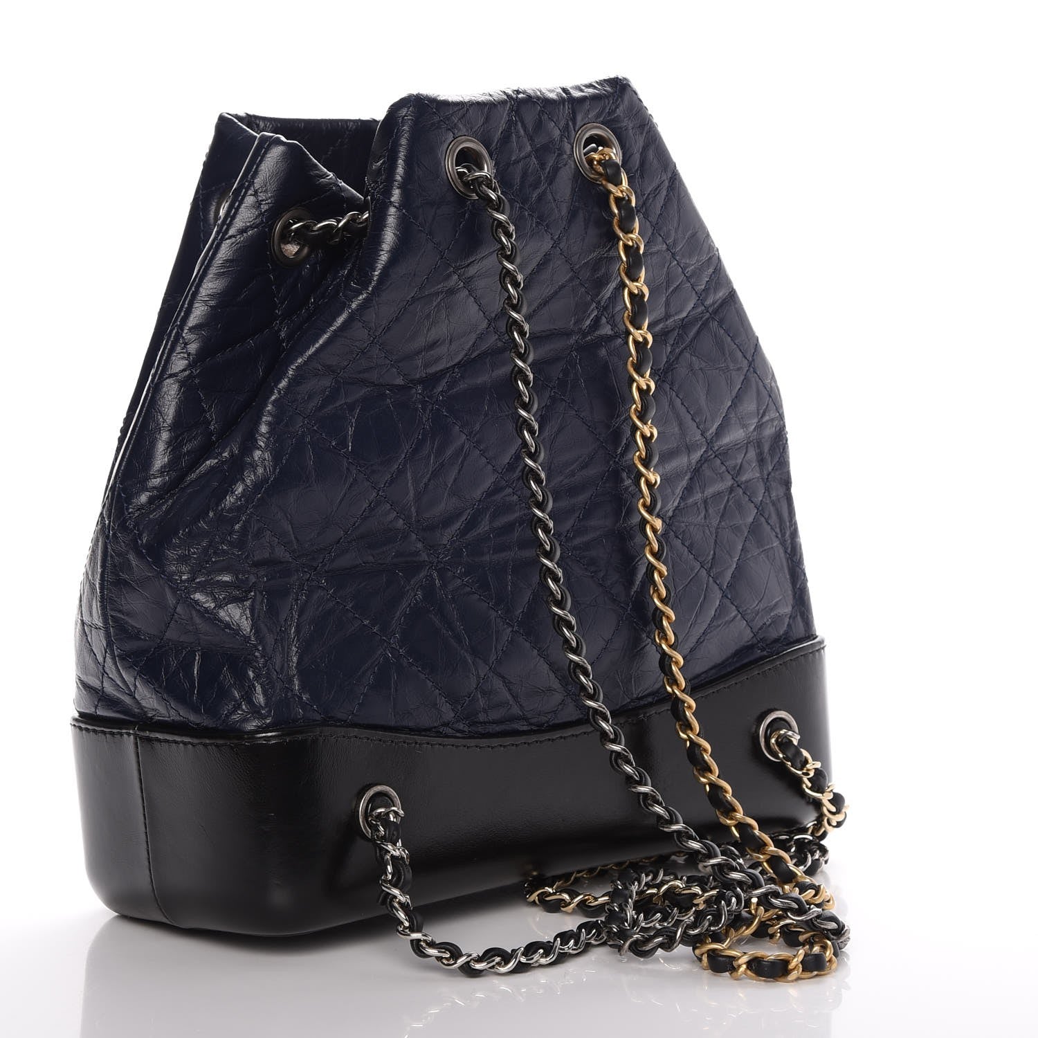 Chanel Aged Calfskin Quilted Small Gabrielle Backpack Blue Black 3 of 10