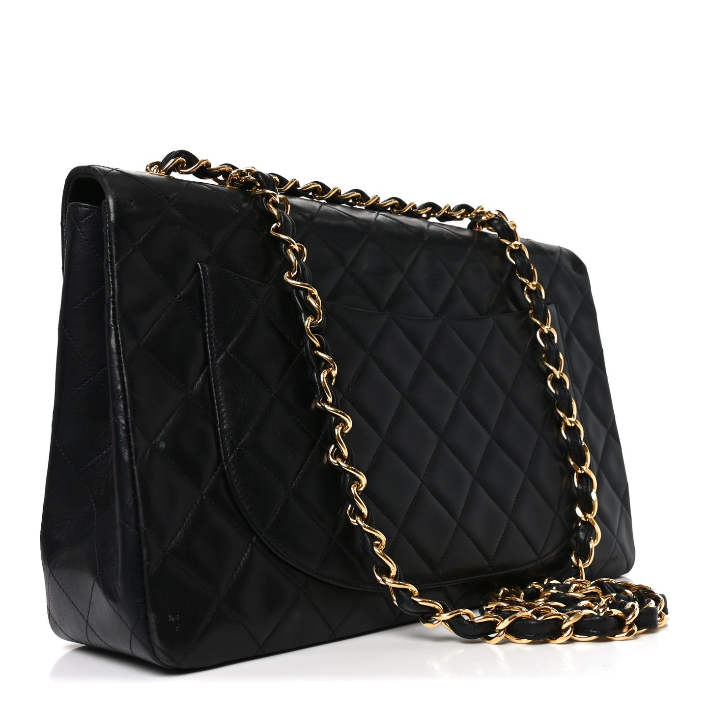 Lambskin Quilted XL Jumbo Single Flap Black