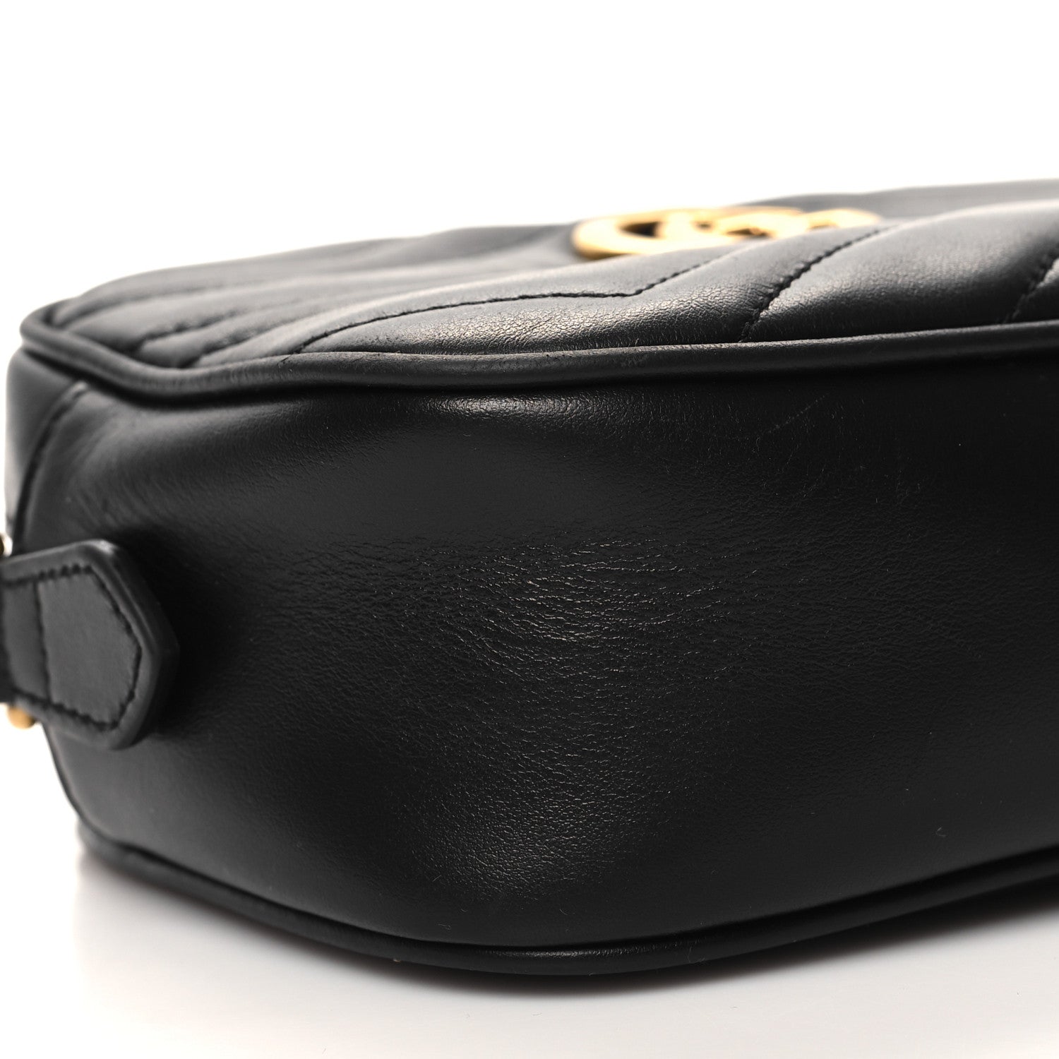 Gucci Calfskin Matelasse Mini GG Marmont Chain Shoulder Bag Black 9 of 11