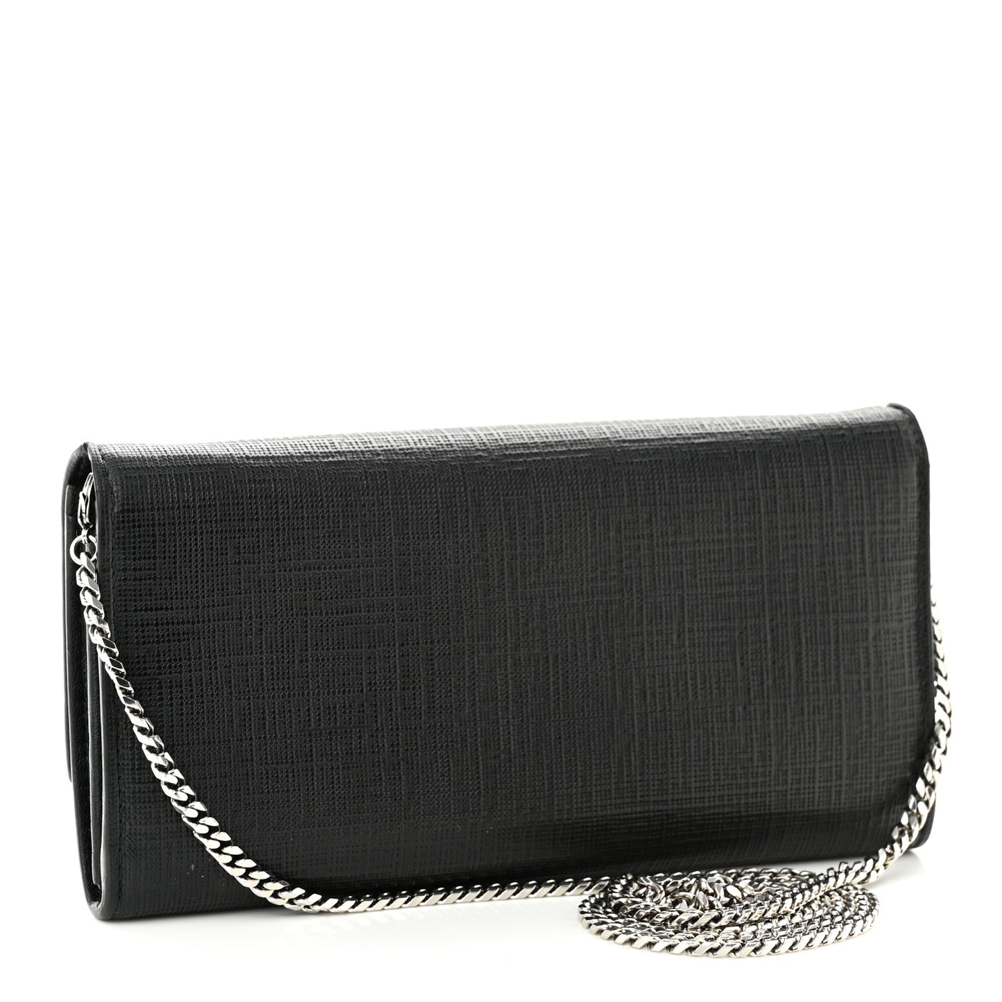 Calfskin Skull Wallet on Chain Black
