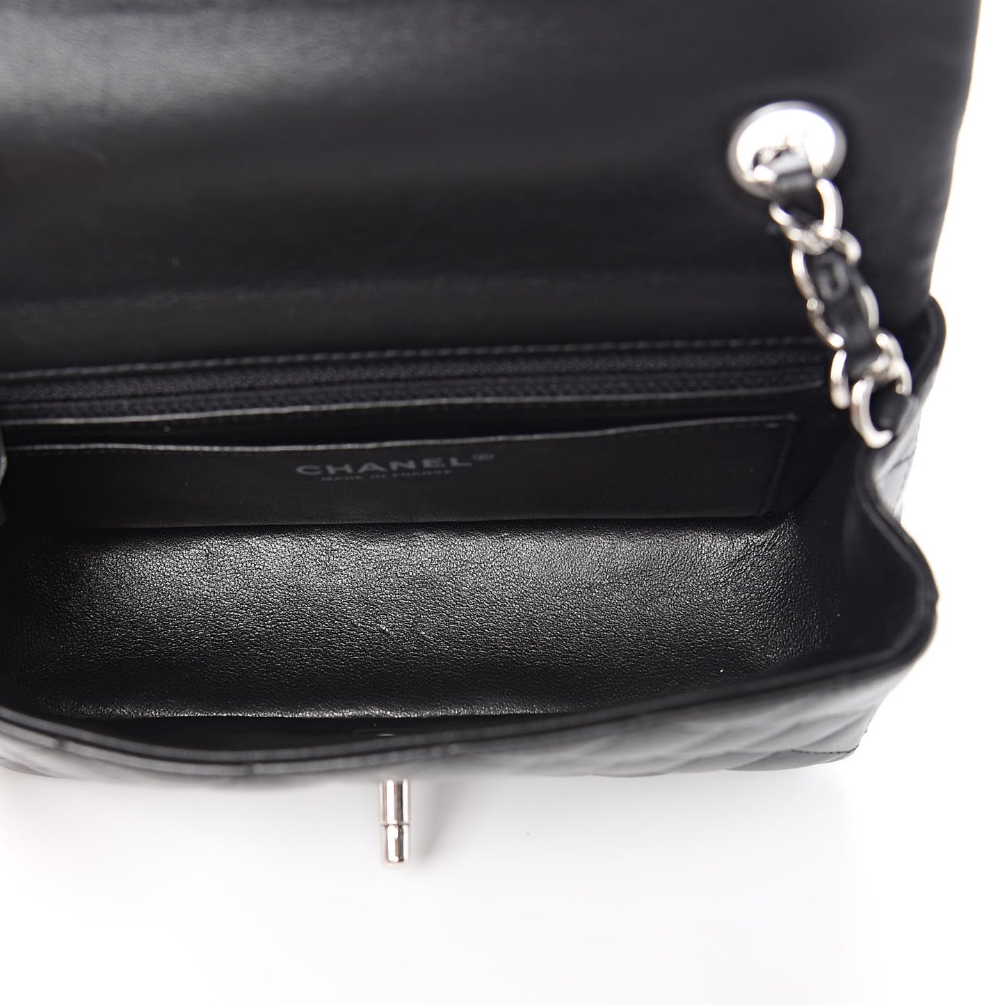 Lambskin Quilted Mini Rectangular Flap Black