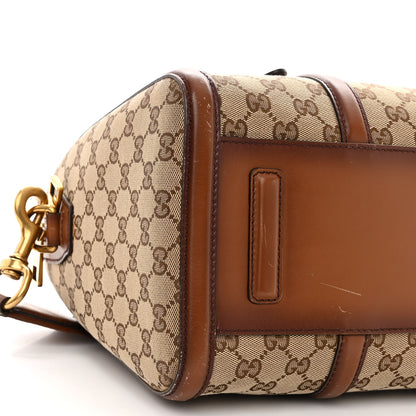 Gucci Monogram Medium Lady Web Boston Bag Beige Cuir 8 of 11