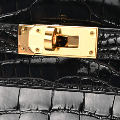 Hermes Shiny Alligator Kelly Wallet To Go Black 12 of 13