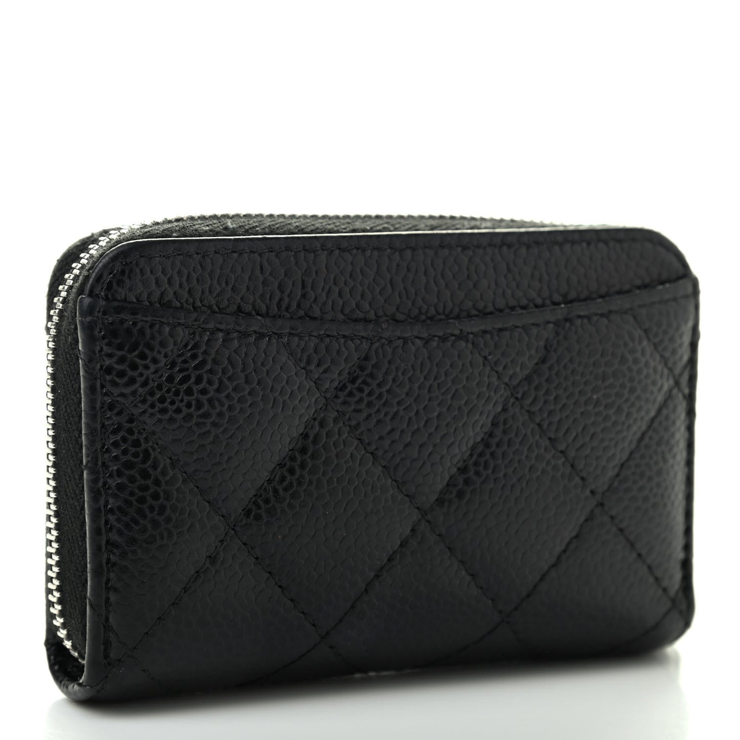 Caviar Quilted Zip Coin Purse Black