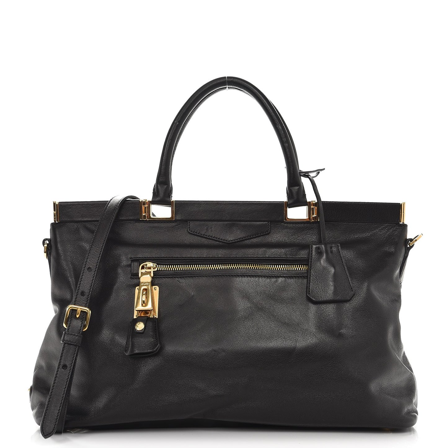 Soft Calf Frame Shoulder Bag Black