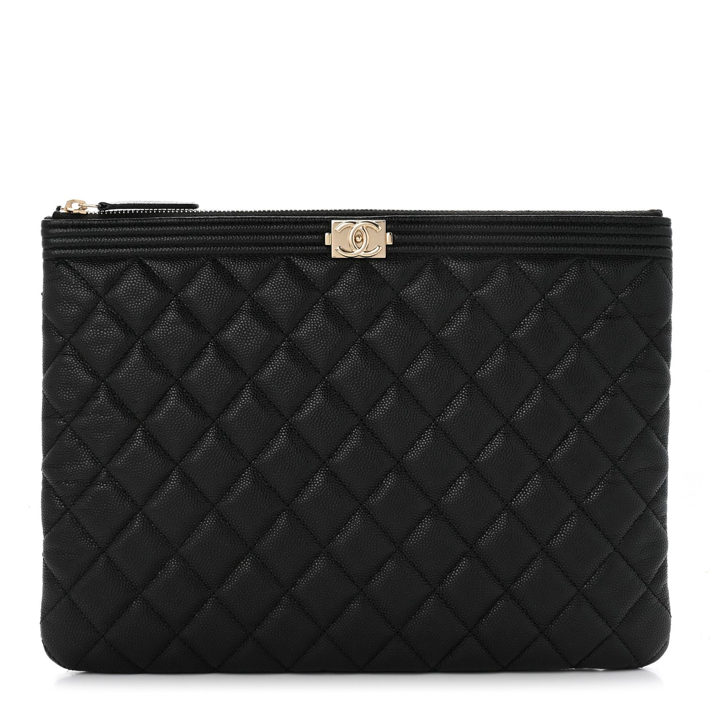 Caviar Quilted Medium Boy Cosmetic Case Black