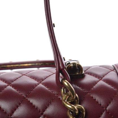 Chanel Lambskin Quilted Medium Boy Studded Handle Flap Burgundy Gold 17 of 26