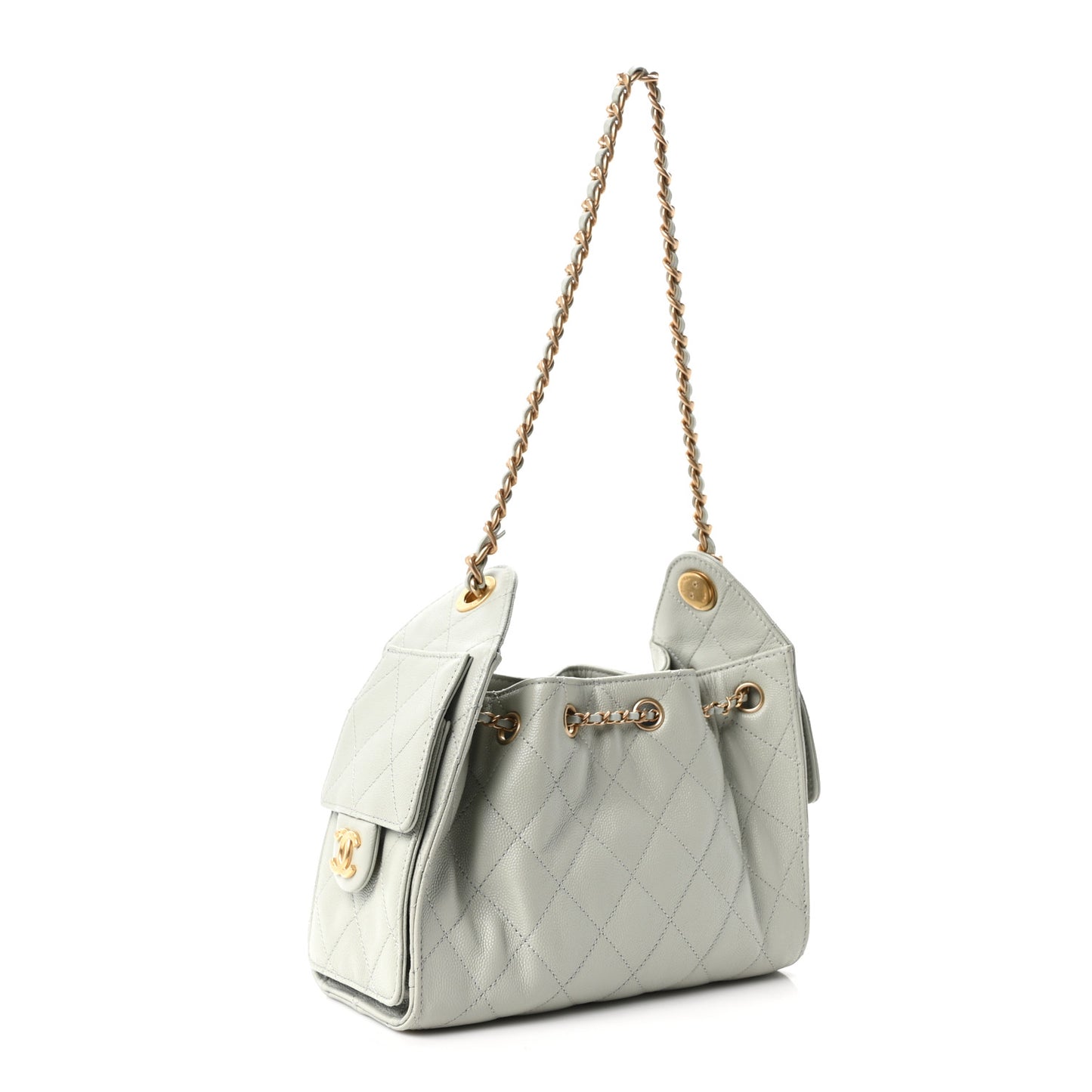 Caviar Quilted Mini Chanel 25 Handbag Light Green