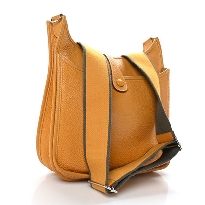Hermes Taurillon Clemence Amazone Evelyne III PM Moutarde Taupe 3 of 10