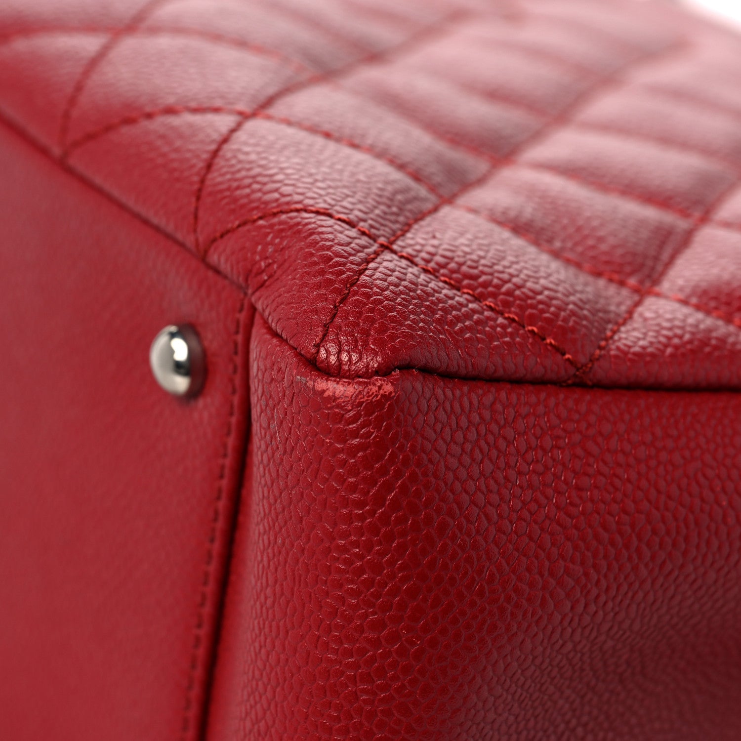 Chanel Caviar Quilted XL Grand Shopping Tote GST Red 9 of 11