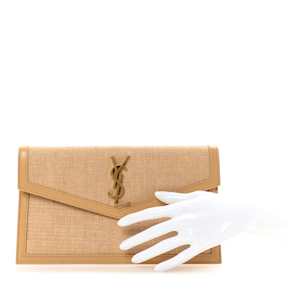 Saint Laurent Micro Raffia Uptown Pouch Natural Hay Blush 2 of 6
