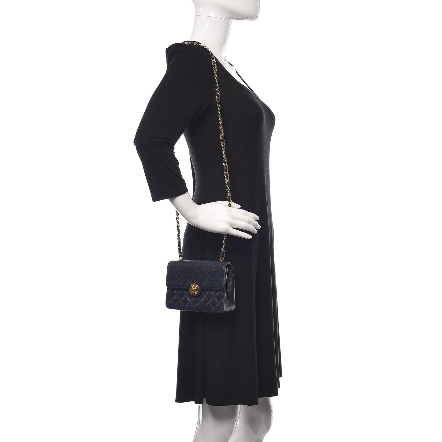Lambskin Quilted Mini Flap Navy