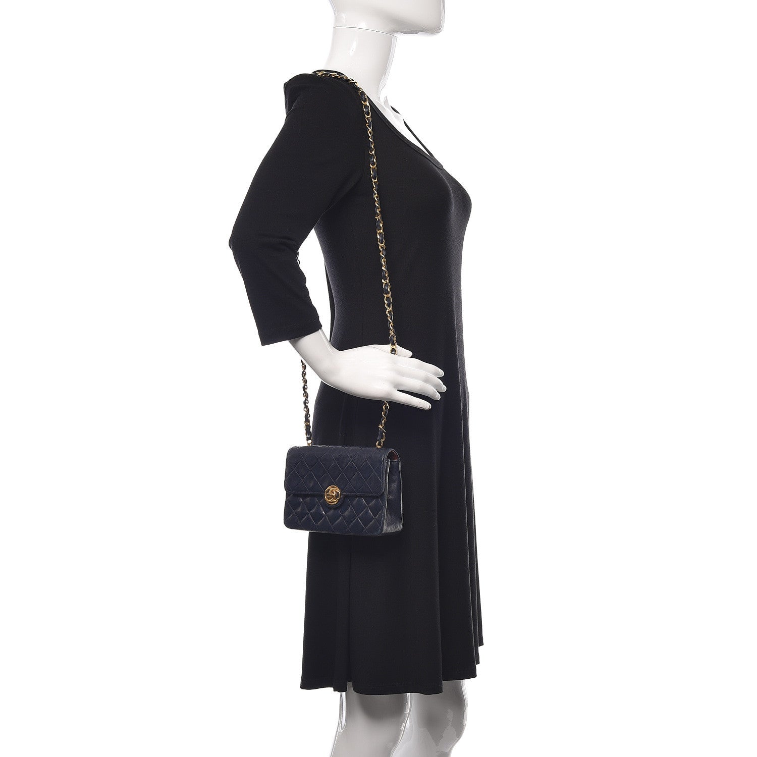 Chanel Lambskin Quilted Mini Flap Navy 2 of 12