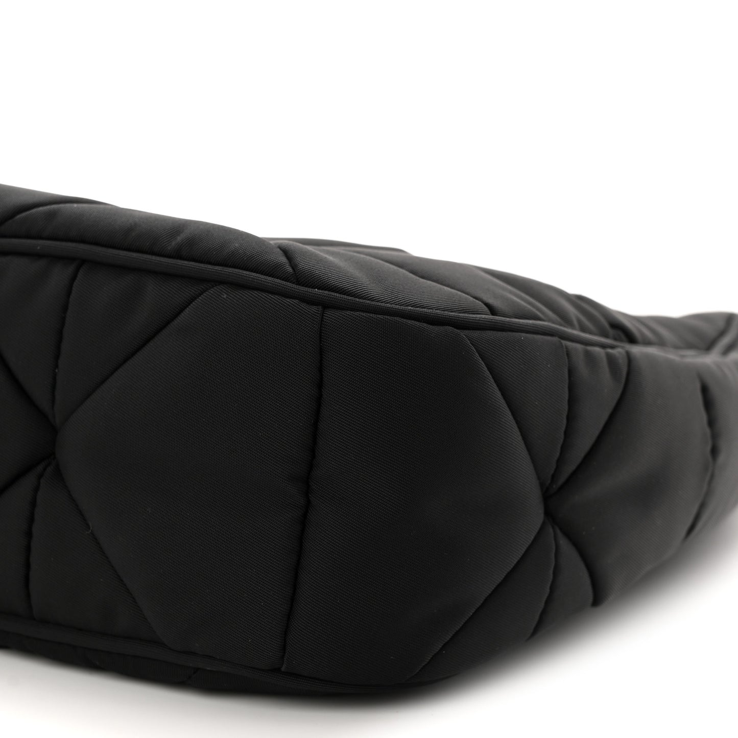 Re-Nylon Triangle Padded Patchwork Shoulder Bag Black