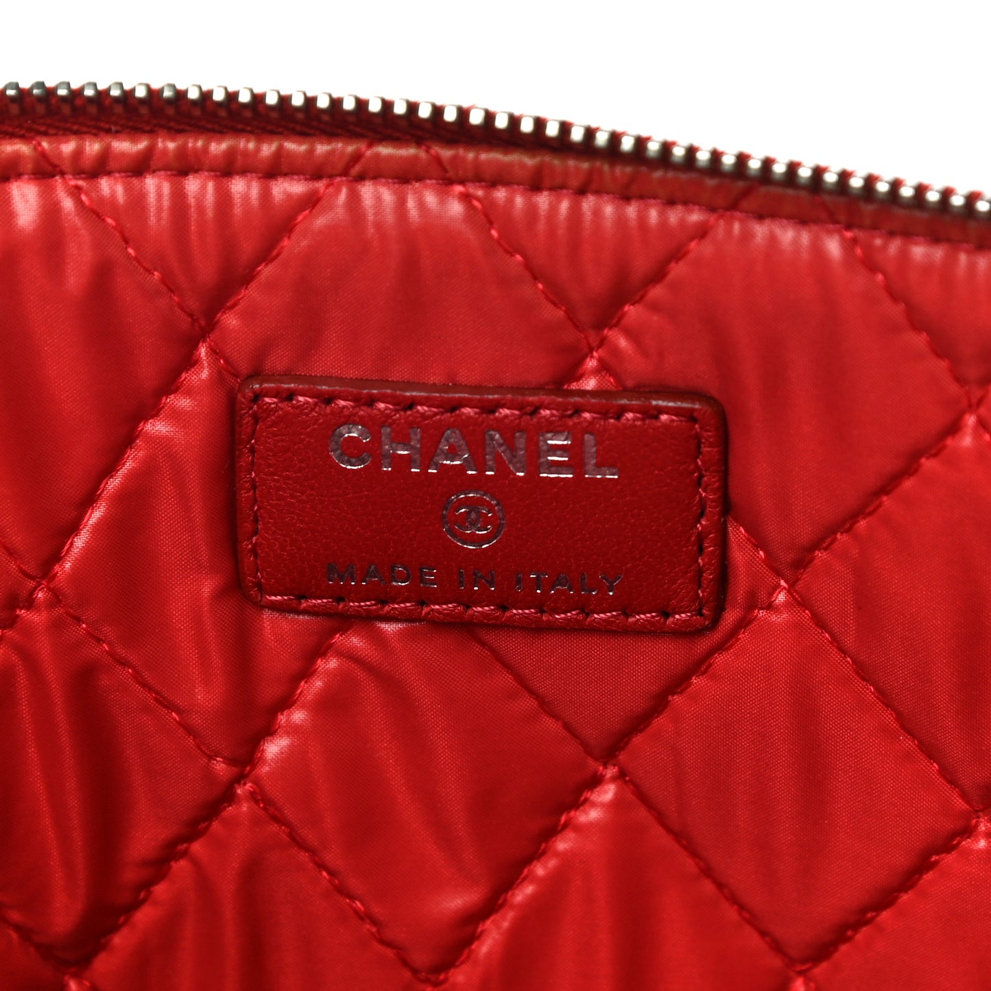 Lambskin Quilted Medium Cosmetic Case Red