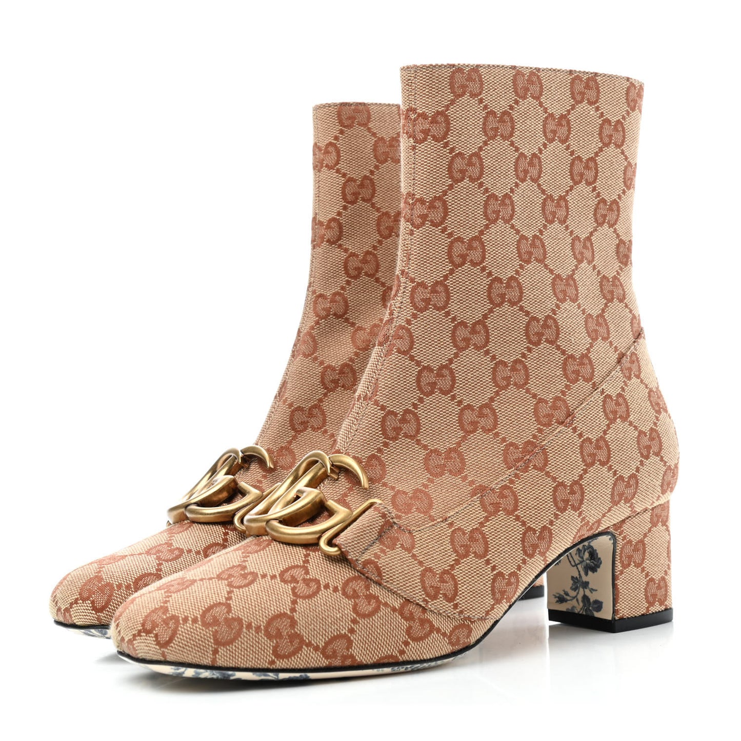 Monogram Malaga Kid GG Victoire 55mm Ankle Boots 37.5 Beige Ruggine Rust