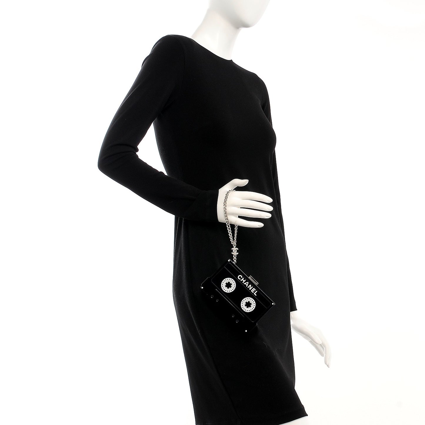 Lucite Cassette Clutch Black