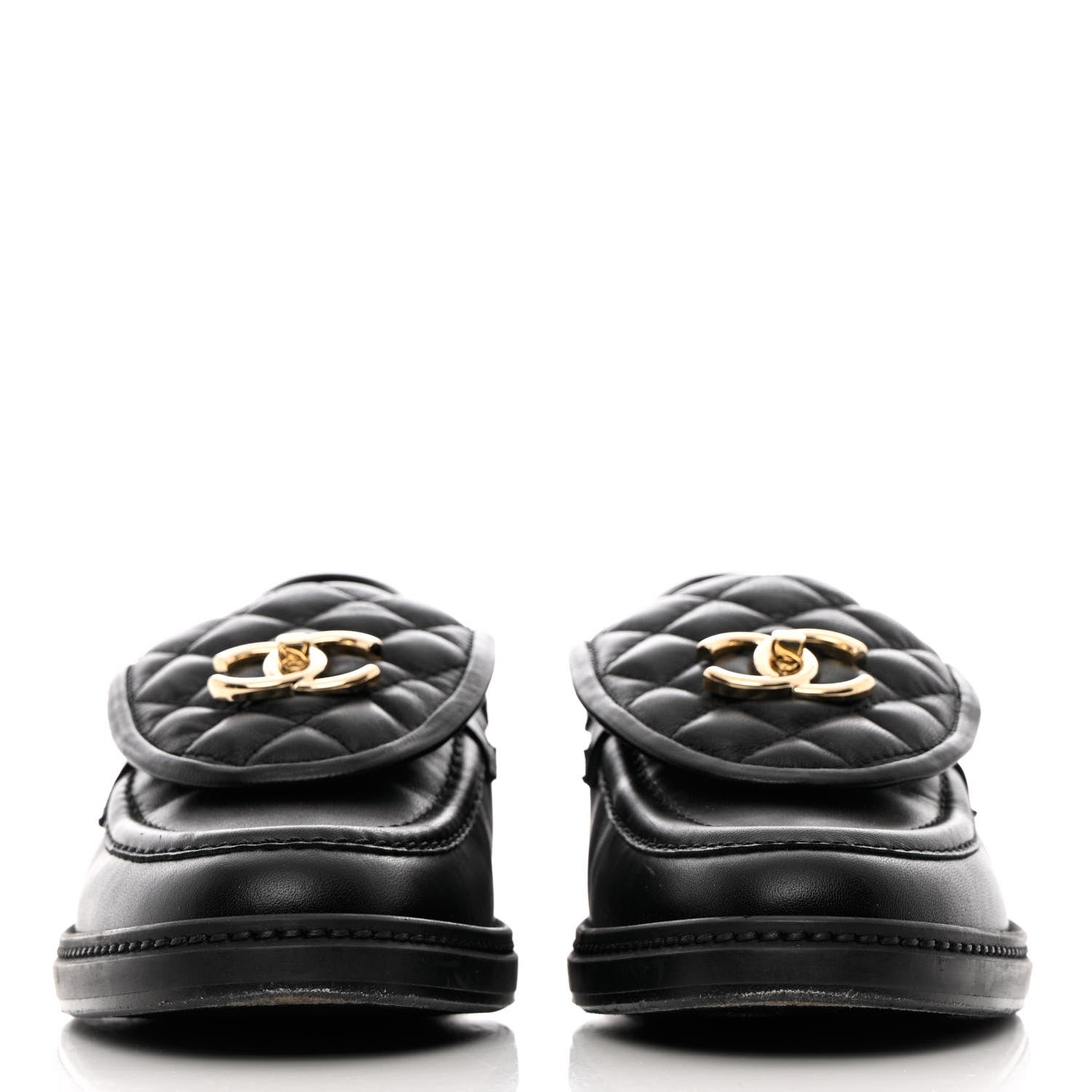 Chanel Lambskin Quilted CC Turnlock Loafers 38 Black 2 of 12