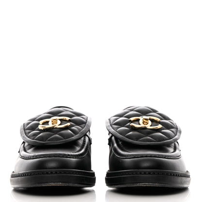 Chanel Lambskin Quilted CC Turnlock Loafers 38 Black 2 of 12