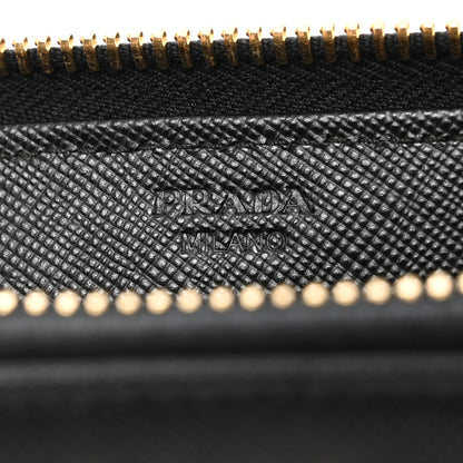 Prada Saffiano Metal Large Zip Around Travel Wallet Black 5 of 7