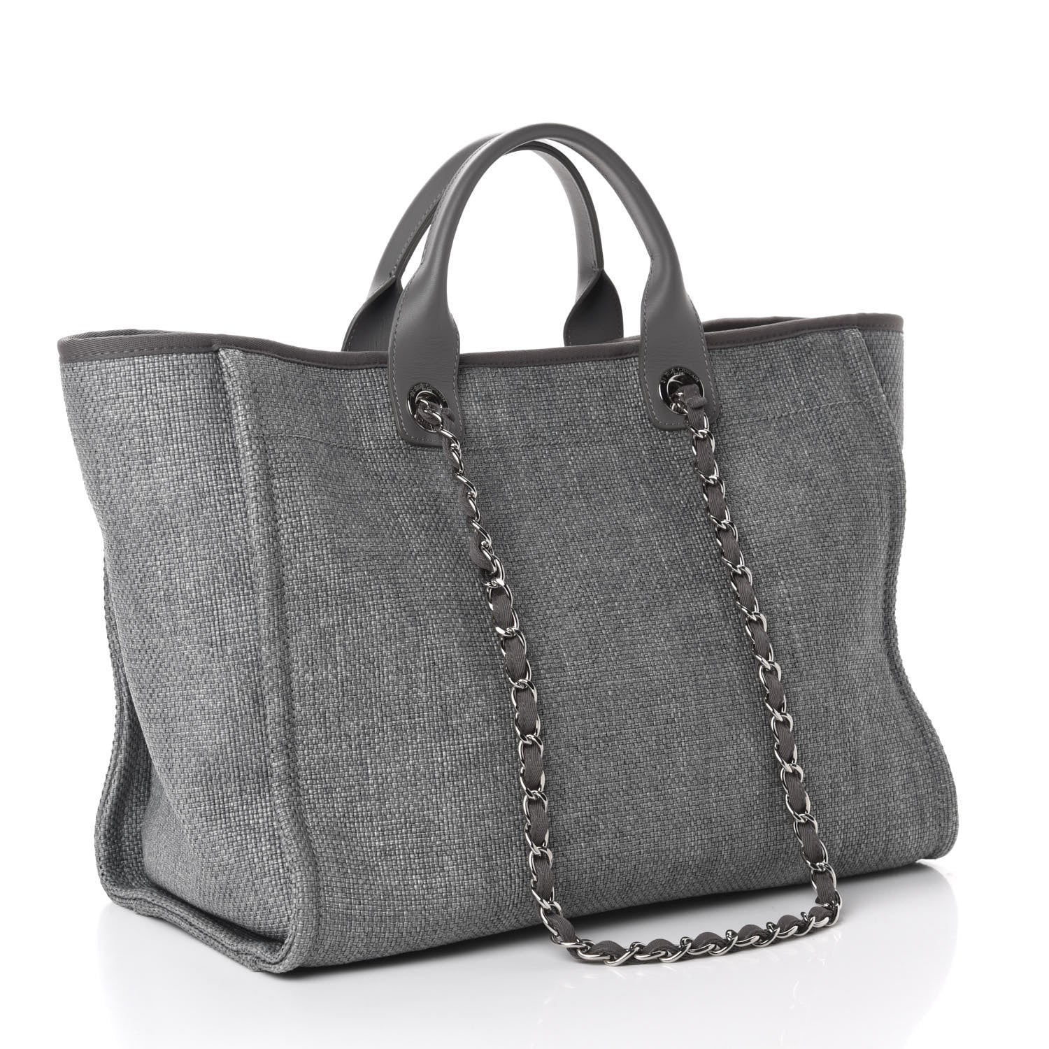 Chanel Woven Straw Raffia Medium Deauville Tote Grey 3 of 10