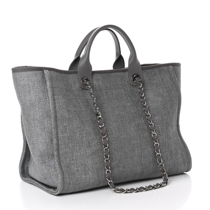 Chanel Woven Straw Raffia Medium Deauville Tote Grey 3 of 10