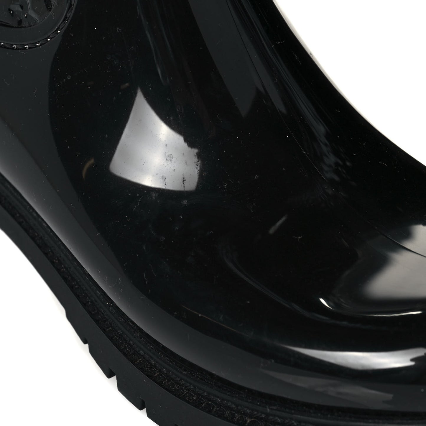 Rubber Embossed Monogram Splash Rain Boots 37 Black