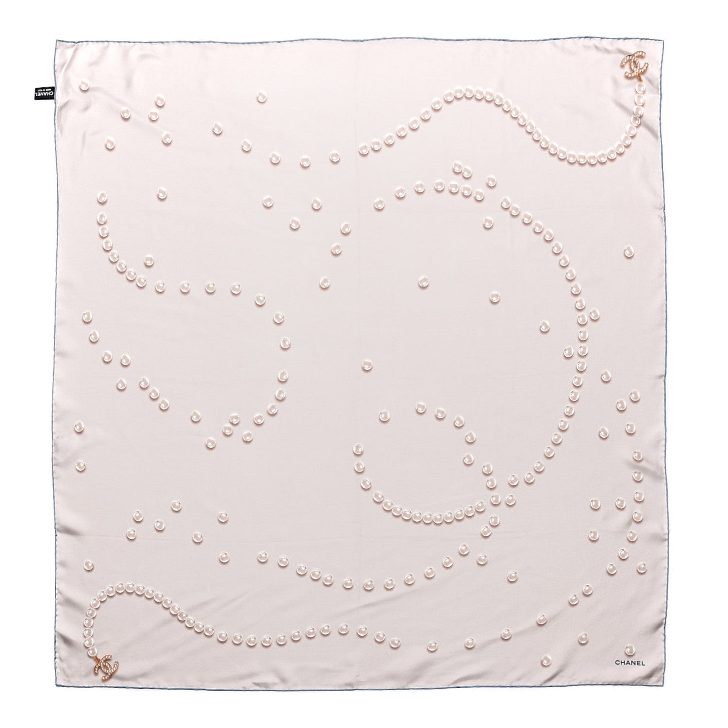Chanel Silk Pearl Square Scarf Ivory 1 of 4