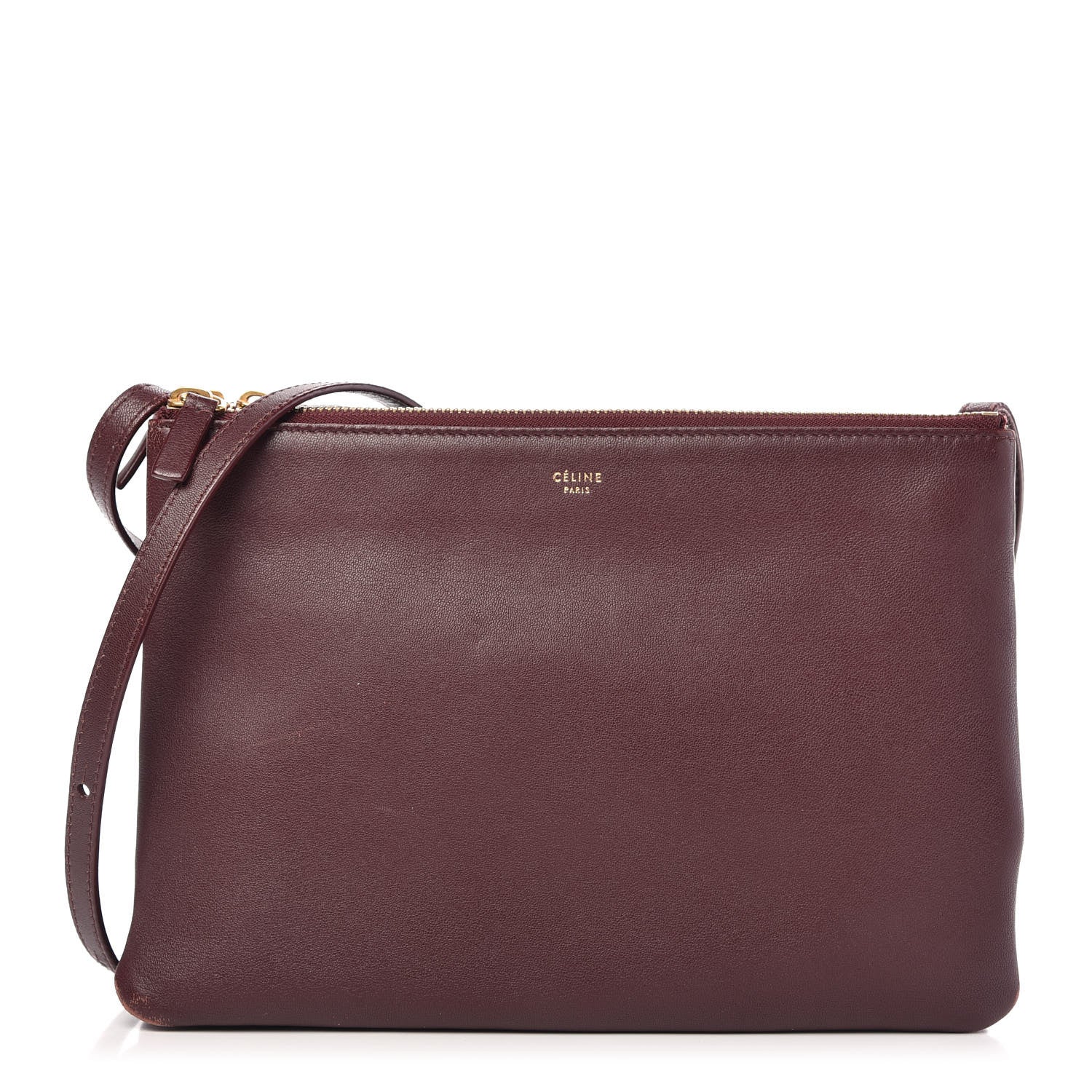 Celine Lambskin Large Trio Crossbody Bag Burgundy 1 of 11