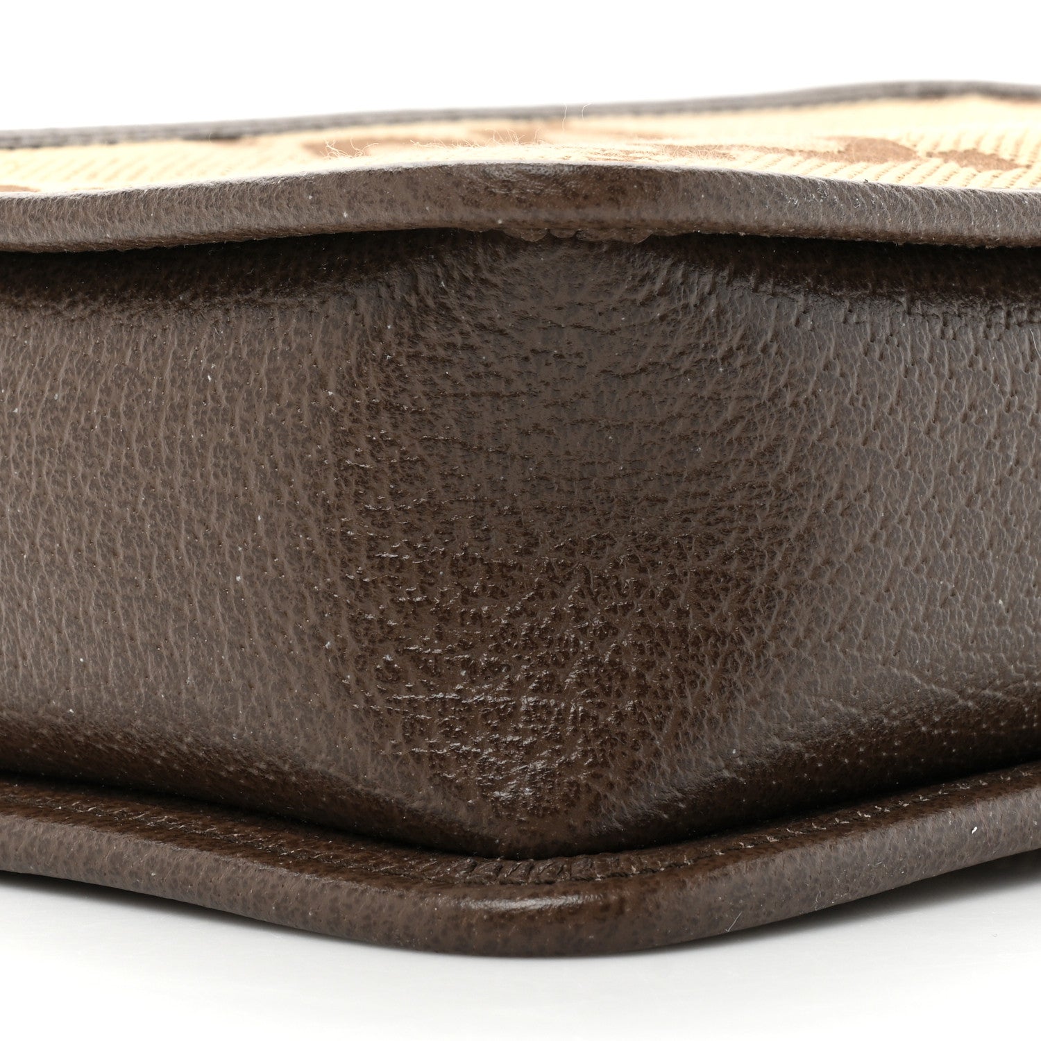 Gucci Monogram Jumbo GG Textured Dollar Calfskin Web Mini Crossbody Bag Camel Ebony New Acero 9 of 11