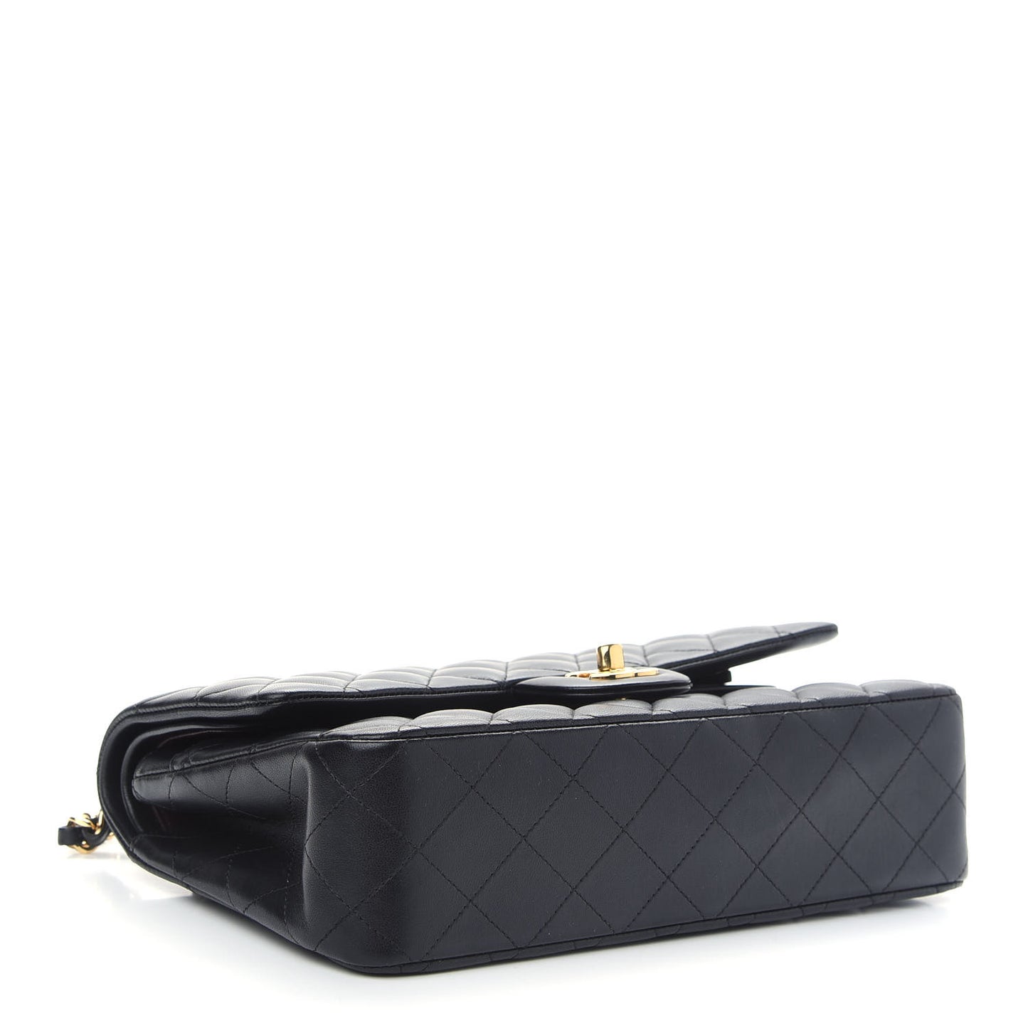 Lambskin Quilted Medium Double Flap Black