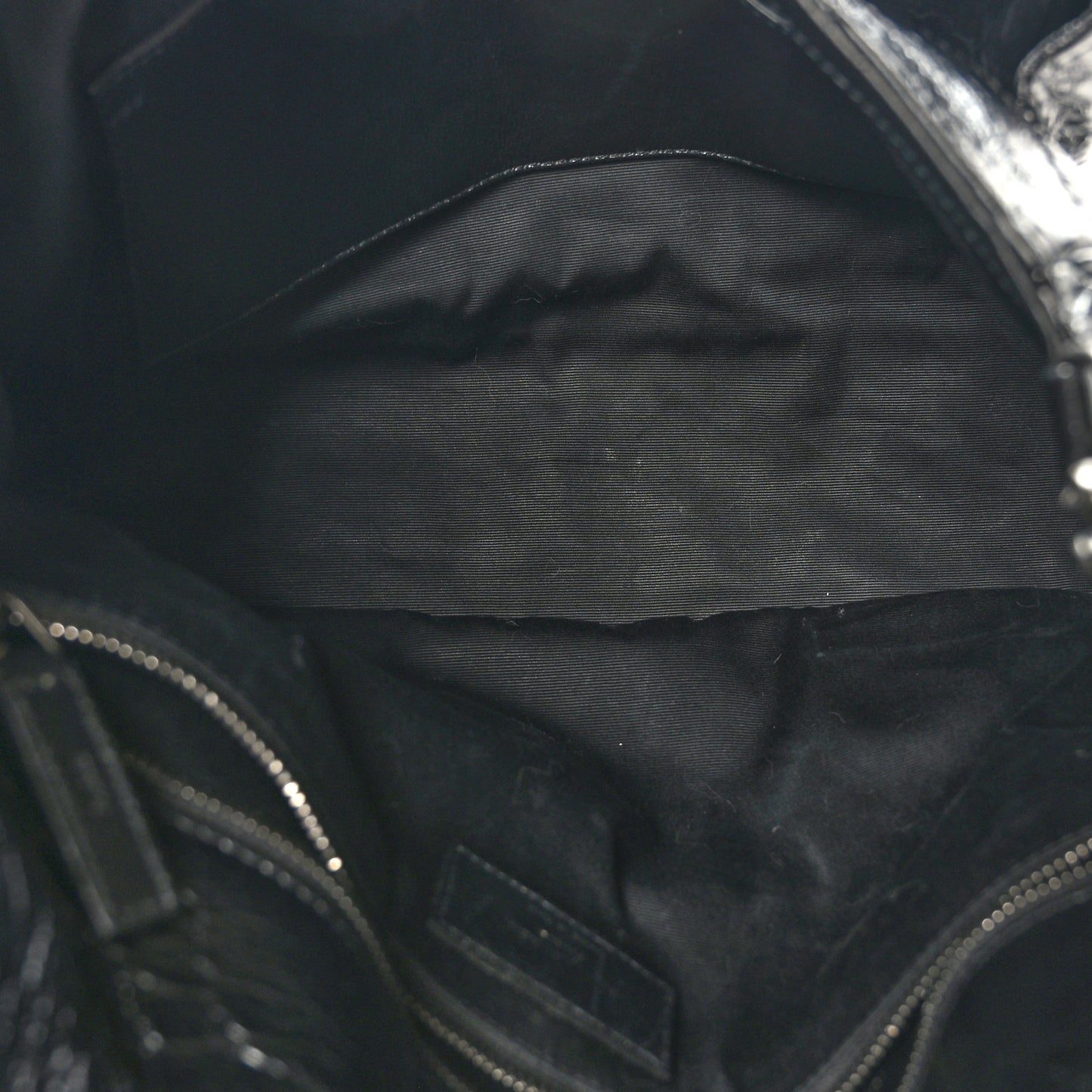 Crinkled Calfskin Matelasse Monogram Large Niki Chain Satchel Black