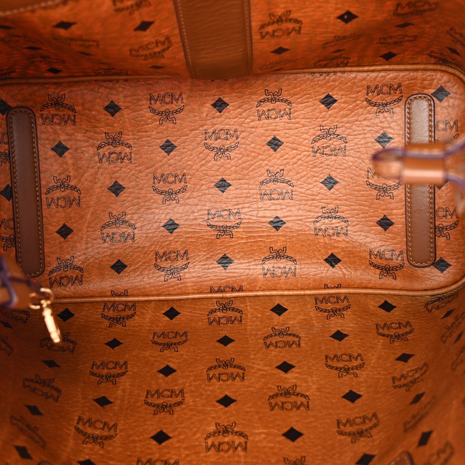 MCM Visetos Medium Liz Reversible Shopper Tote Cognac 10 of 16