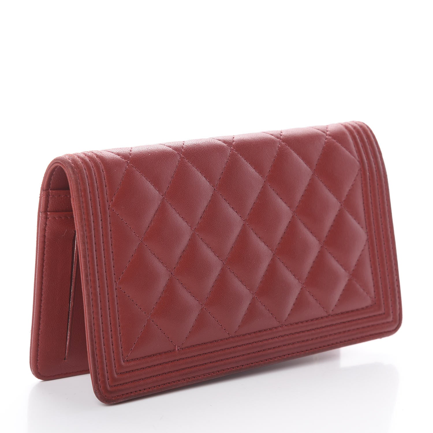 Chanel Lambskin Quilted Boy Yen Wallet Red 2 of 7