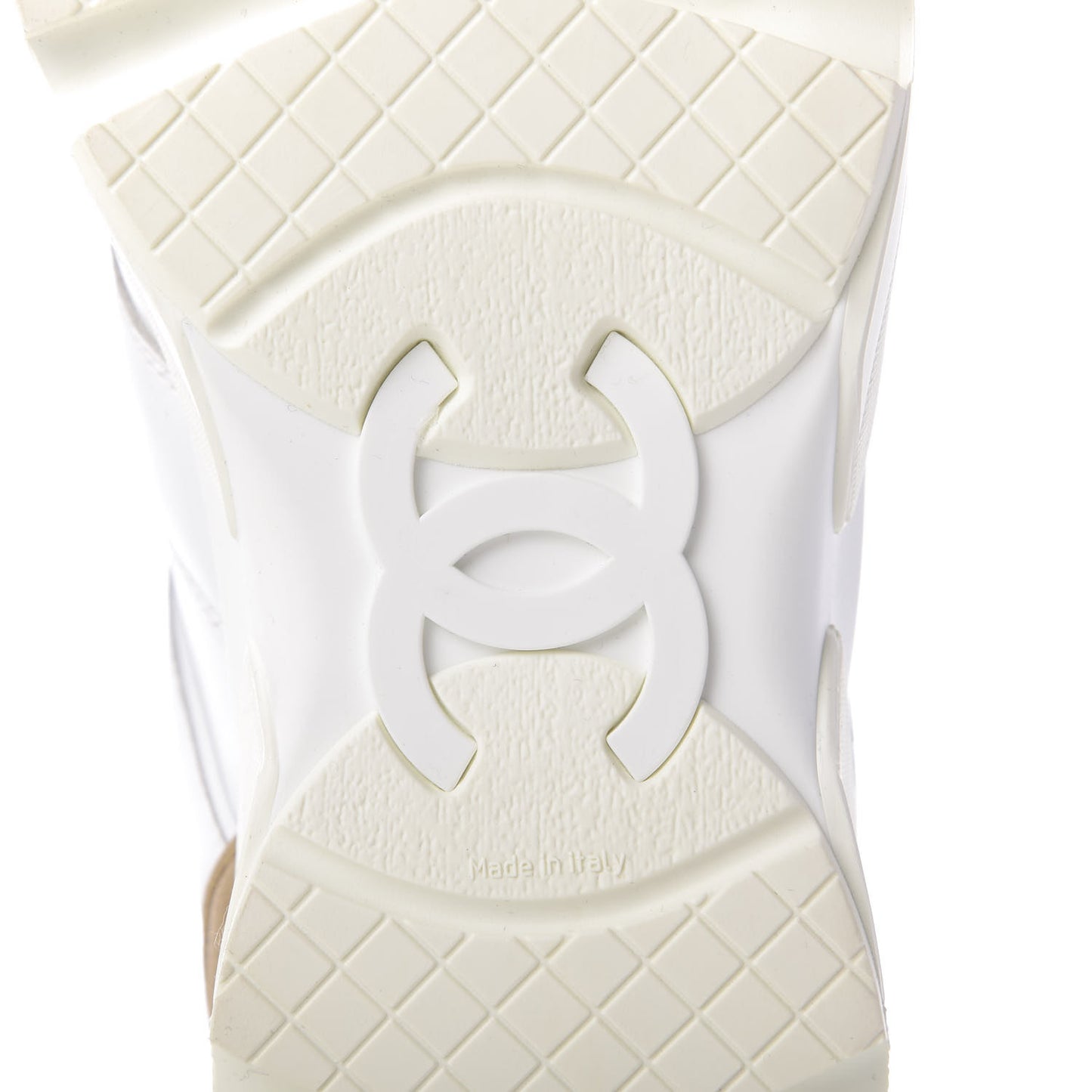 Calfskin Laminated Lambskin CC Sneakers 41 White Gold