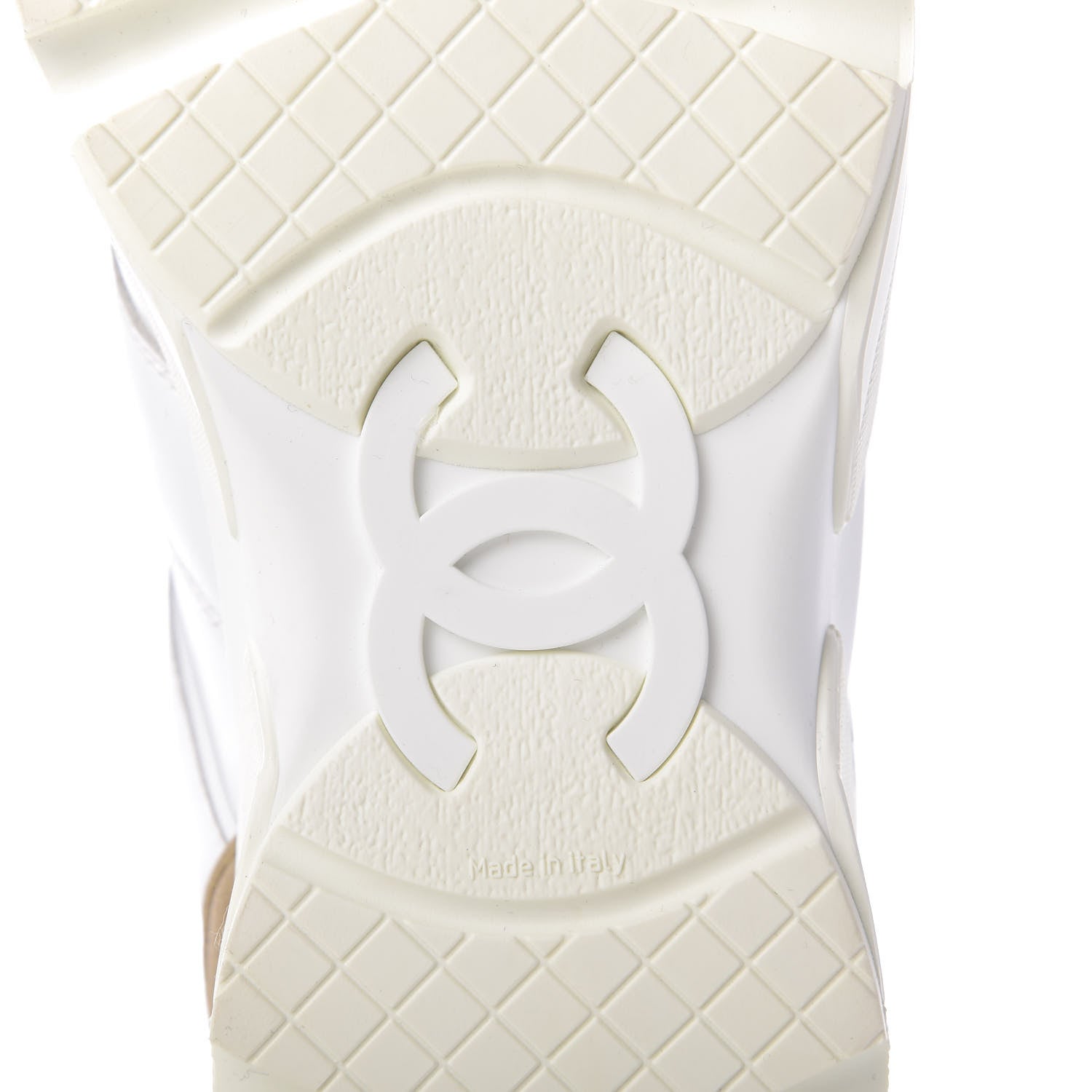Chanel Calfskin Laminated Lambskin CC Sneakers 41 White Gold 6 of 8