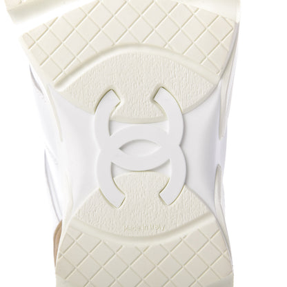 Chanel Calfskin Laminated Lambskin CC Sneakers 41 White Gold 6 of 8