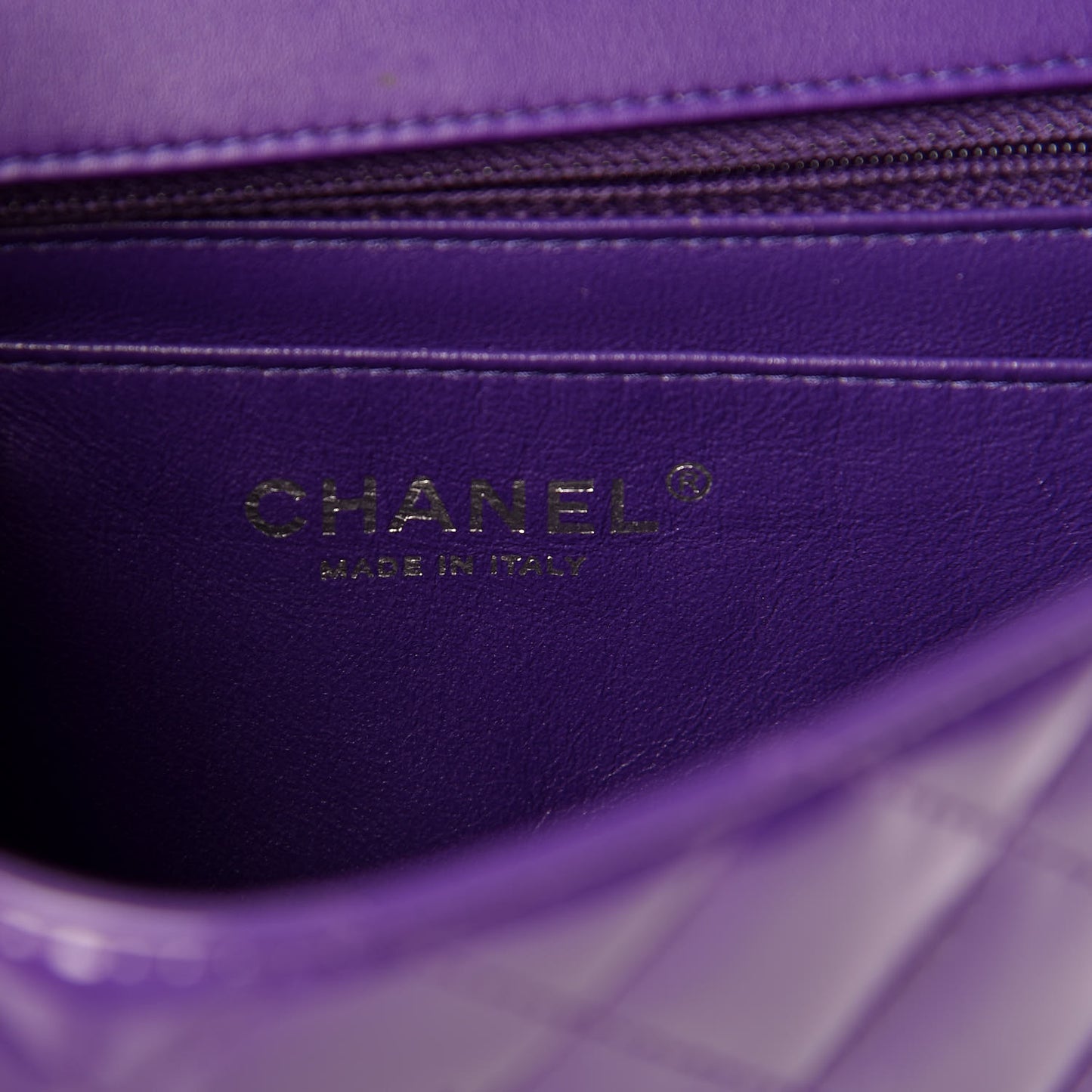 Patent Quilted Mini Rectangular Flap Purple