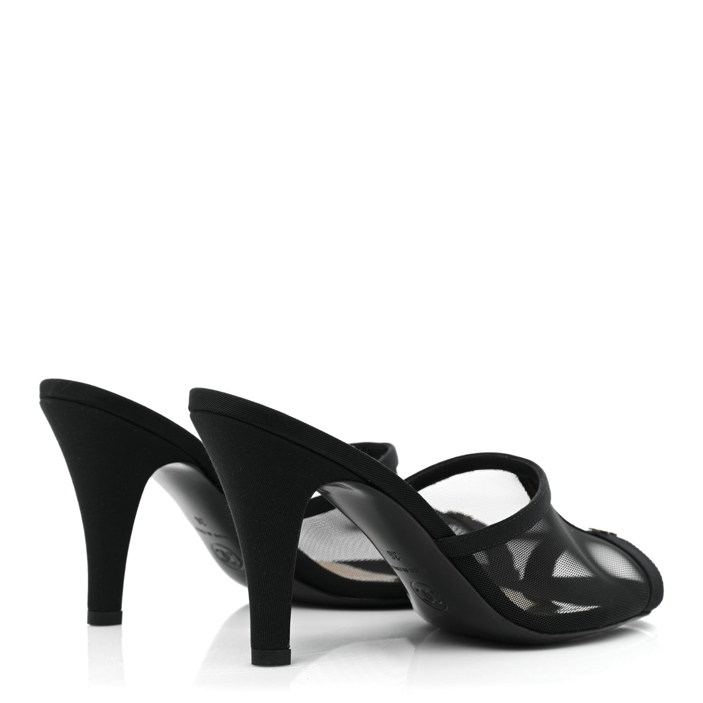Mesh Grosgrain Cap Toe CC Mules 39 Black 36 Black
