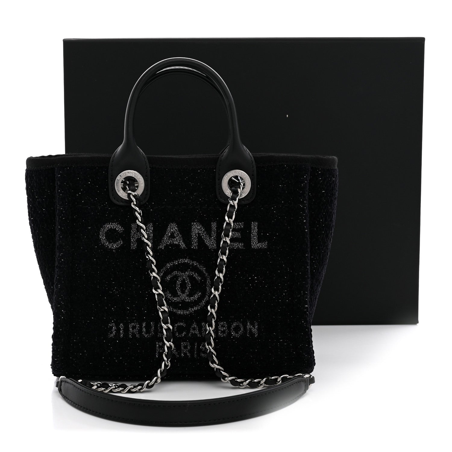 Chanel Lurex Canvas Mini Deauville Tote Black 11 of 11