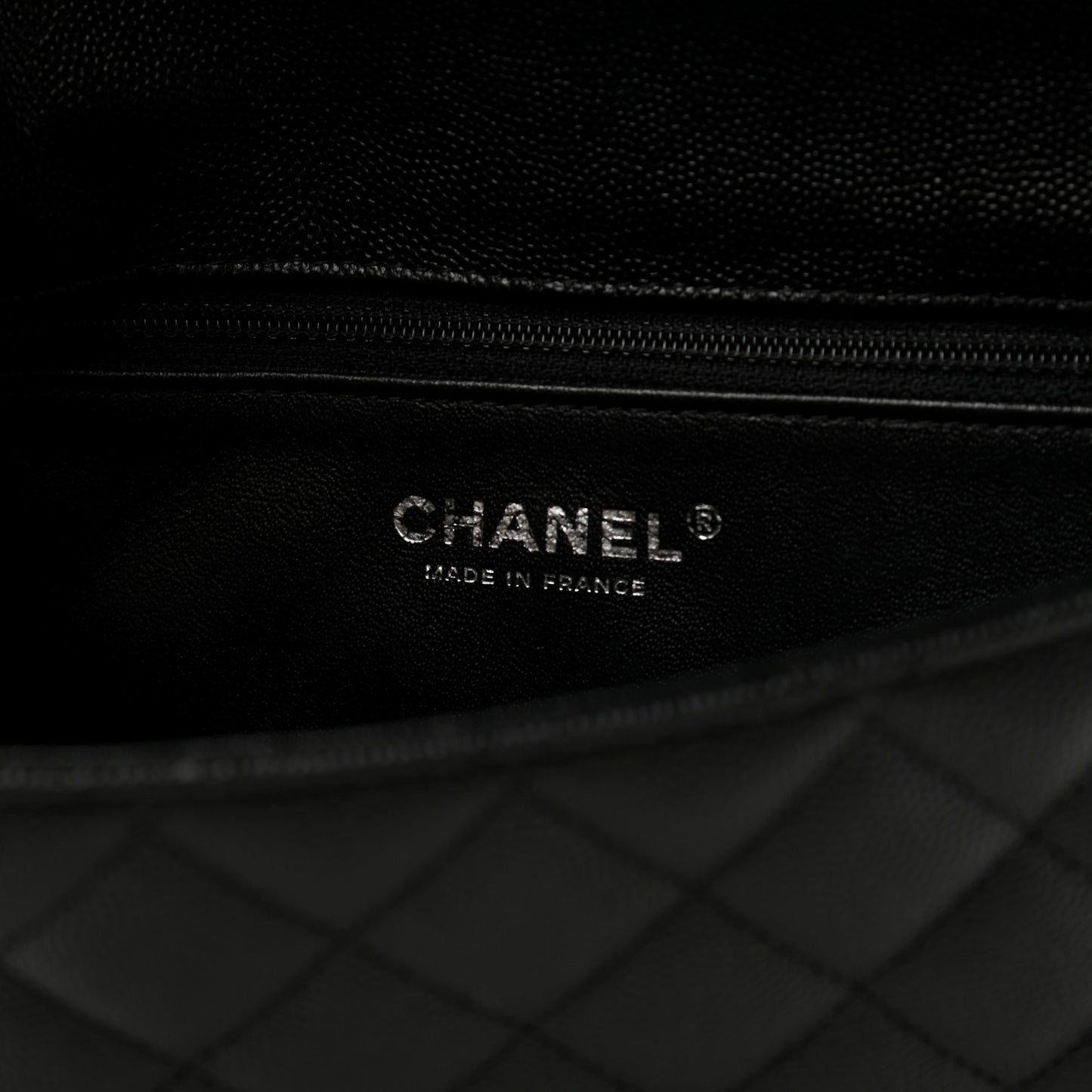 Caviar Quilted Flap Clutch Black
