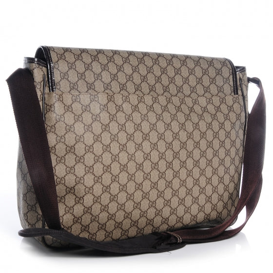 Gucci GG Supreme Monogram Large Interlocking G Flap Messenger Bag Beige Dark Brown 3 of 8
