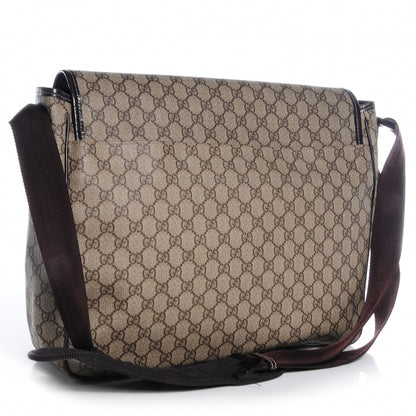 Gucci GG Supreme Monogram Large Interlocking G Flap Messenger Bag Beige Dark Brown 3 of 8